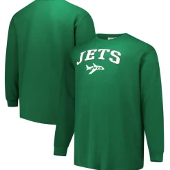 Big & Tall^New York Jets Men's Fanatics Kelly Green Big & Tall Throwback Thermal Long Sleeve T-Shirt