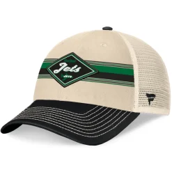 Hats|Men^New York Jets Men's Fanatics Natural/Black Diamond Stripe Trucker Adjustable Hat
