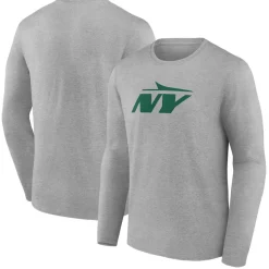 Long Sleeved^New York Jets Men's Gray Secondary Logo Long Sleeve T-Shirt
