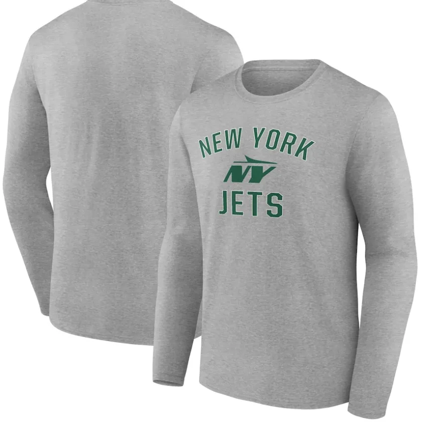 Long Sleeved^New York Jets Men's Gray Victory Arch Long Sleeve T-Shirt