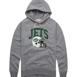 Sweatshirts & Fleece|Men^New York Jets Men's Homage Gray Retro Helmet Raglan Pullover Tri-Blend Hoodie