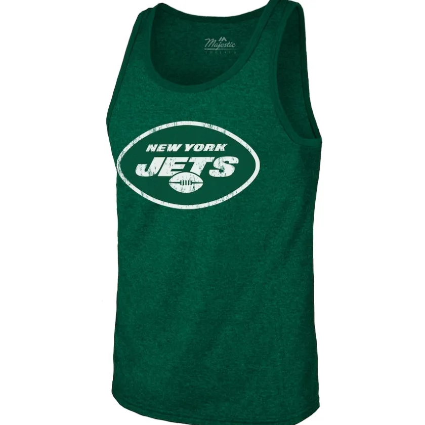 Tank Tops^New York Jets Men's Majestic Threads Aaron Rodgers Green Name & Number Tri-Blend Tank Top