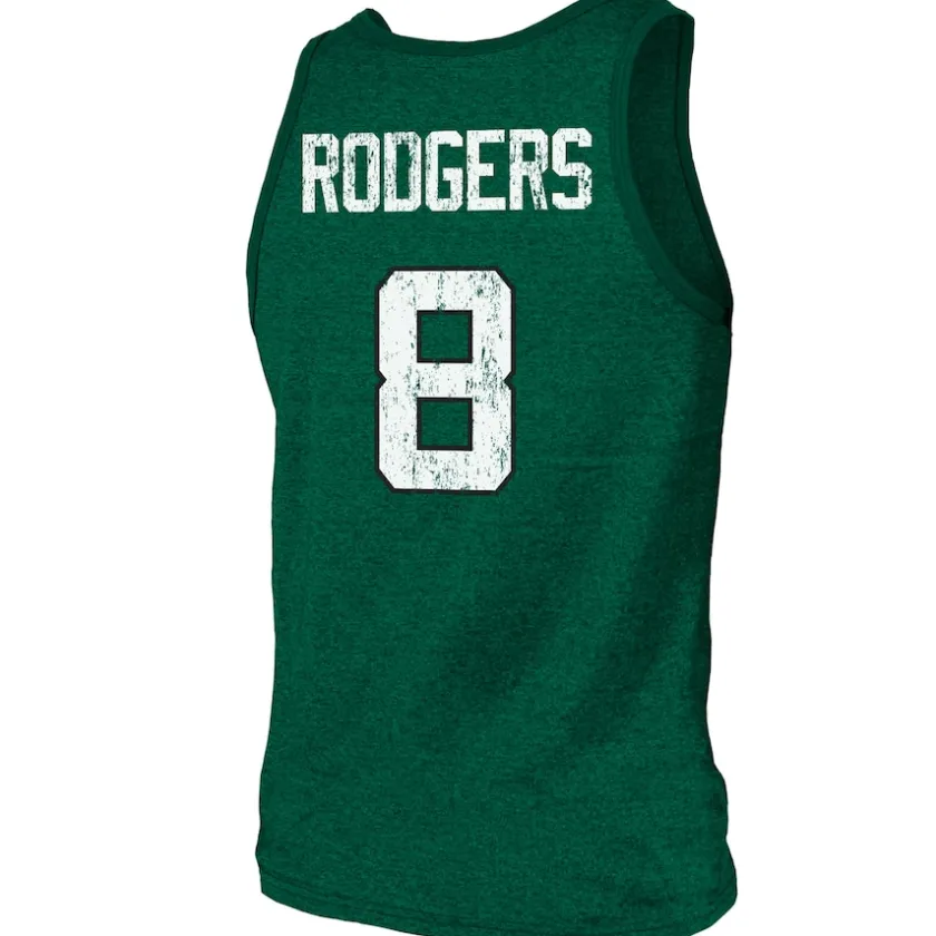 Tank Tops^New York Jets Men's Majestic Threads Aaron Rodgers Green Name & Number Tri-Blend Tank Top