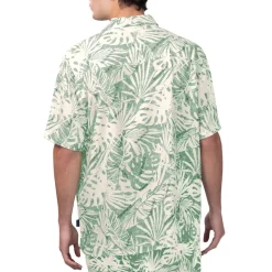 Sweaters & Dress Shirts^New York Jets Men's Margaritaville Tan Sand Washed Monstera Print Party Button-Up Shirt