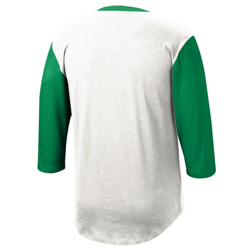 Long Sleeved^New York Jets Men's Mitchell & Ness White Legacy Slub Henley 3/4 Sleeve T-Shirt