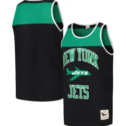 Tank Tops^New York Jets Men's Mitchell & Ness Black/Green Heritage Colorblock Tank Top