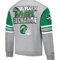 Sweatshirts & Fleece|Men^New York Jets Men's Mitchell & Ness Heather Gray All Over 4.0 Vintage Logo Pullover Sweatshirt