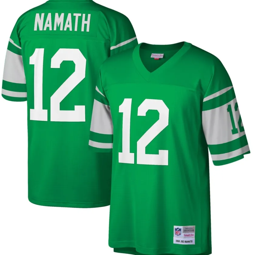 Big & Tall|Replica^New York Jets Men's Mitchell & Ness Joe Namath Green Big & Tall 1968 Retired Player Replica Jersey