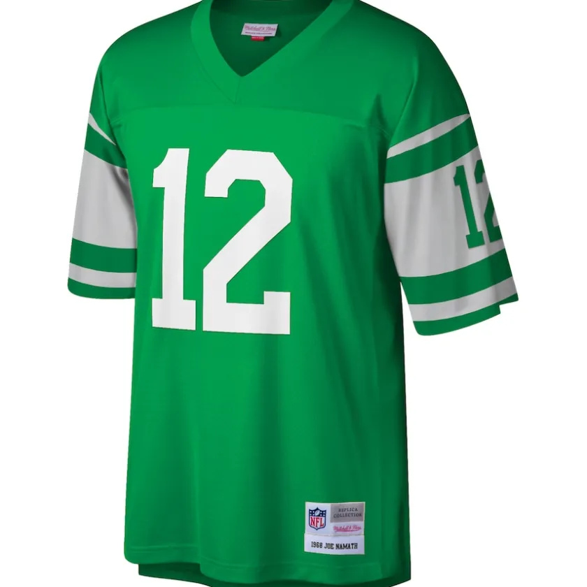 Big & Tall|Replica^New York Jets Men's Mitchell & Ness Joe Namath Green Big & Tall 1968 Retired Player Replica Jersey