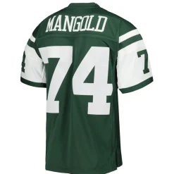 Replica|Throwback^New York Jets Men's Mitchell & Ness Nick Mangold Green Legacy Replica Jersey