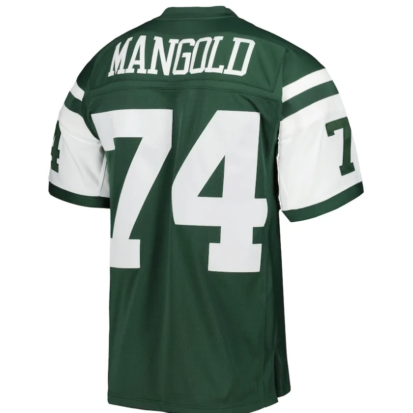 Replica|Throwback^New York Jets Men's Mitchell & Ness Nick Mangold Green Legacy Replica Jersey
