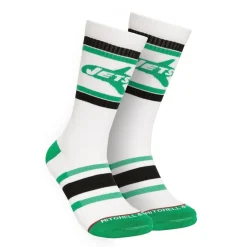 Shoes & Socks^New York Jets Men's Mitchell & Ness White Throwback Team Stripes Crew Socks