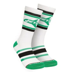 Shoes & Socks^New York Jets Men's Mitchell & Ness White Throwback Team Stripes Crew Socks