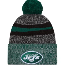 Knit^New York Jets Men's New Era Black/Green 2023 Sideline Sport Cuffed Pom Knit Hat