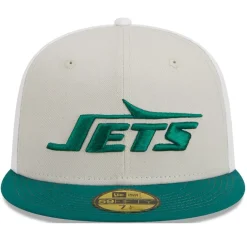 Fitted^New York Jets Men's New Era Cream/Kelly Green 2023 Sideline Historic 59FIFTY Fitted Hat