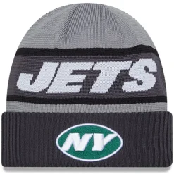 Knit^New York Jets Men's New Era Gray 2023 Sideline Tech Cuffed Knit Hat