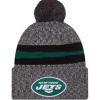 Knit^New York Jets Men's New Era Gray 2023 Sideline Sport Cuffed Pom Knit Hat