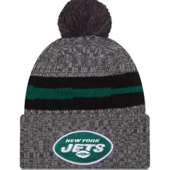 Knit^New York Jets Men's New Era Gray 2023 Sideline Sport Cuffed Pom Knit Hat