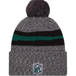 Knit^New York Jets Men's New Era Gray 2023 Sideline Sport Cuffed Pom Knit Hat