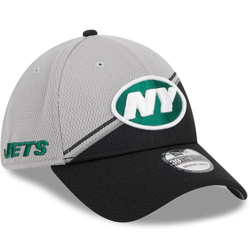 Flex^New York Jets Men's New Era Gray/Black 2023 Sideline 39THIRTY Flex Hat