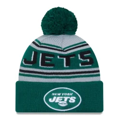 Knit^New York Jets Men's New Era Green Main Cuffed Knit Hat With Pom
