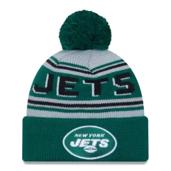 Knit^New York Jets Men's New Era Green Main Cuffed Knit Hat With Pom
