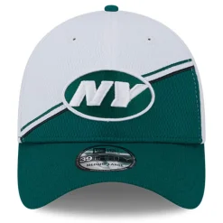 Flex^New York Jets Men's New Era White/Green 2023 Sideline 39THIRTY Flex Hat