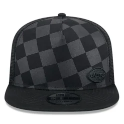 Snapback^New York Jets Men's New Era Black Check Mate 9FIFTY Trucker Snapback Hat