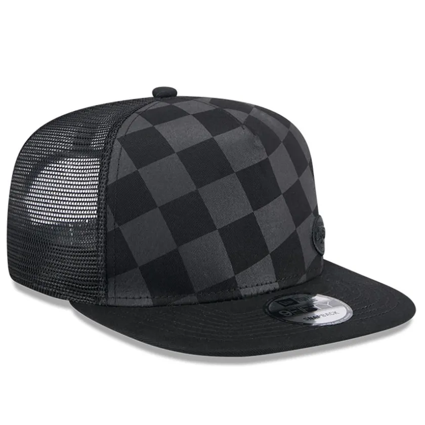 Snapback^New York Jets Men's New Era Black Check Mate 9FIFTY Trucker Snapback Hat