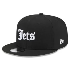 Hats|Men^New York Jets Men's New Era Black Gothic Script 9FIFTY Snapback Hat