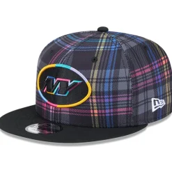 Hats|Men^New York Jets Men's New Era Black 2024 NFL Crucial Catch Plaid 9FIFTY Snapback Hat