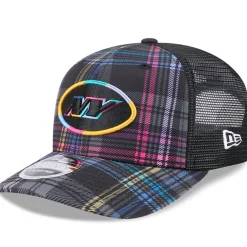 Adjustable|Snapback^New York Jets Men's New Era Black 2024 NFL Crucial Catch Plaid 9SEVENTY Trucker Snapback Hat