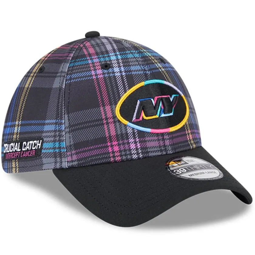 Hats|Men^New York Jets Men's New Era Black 2024 NFL Crucial Catch Plaid 39THIRTY Flex Hat