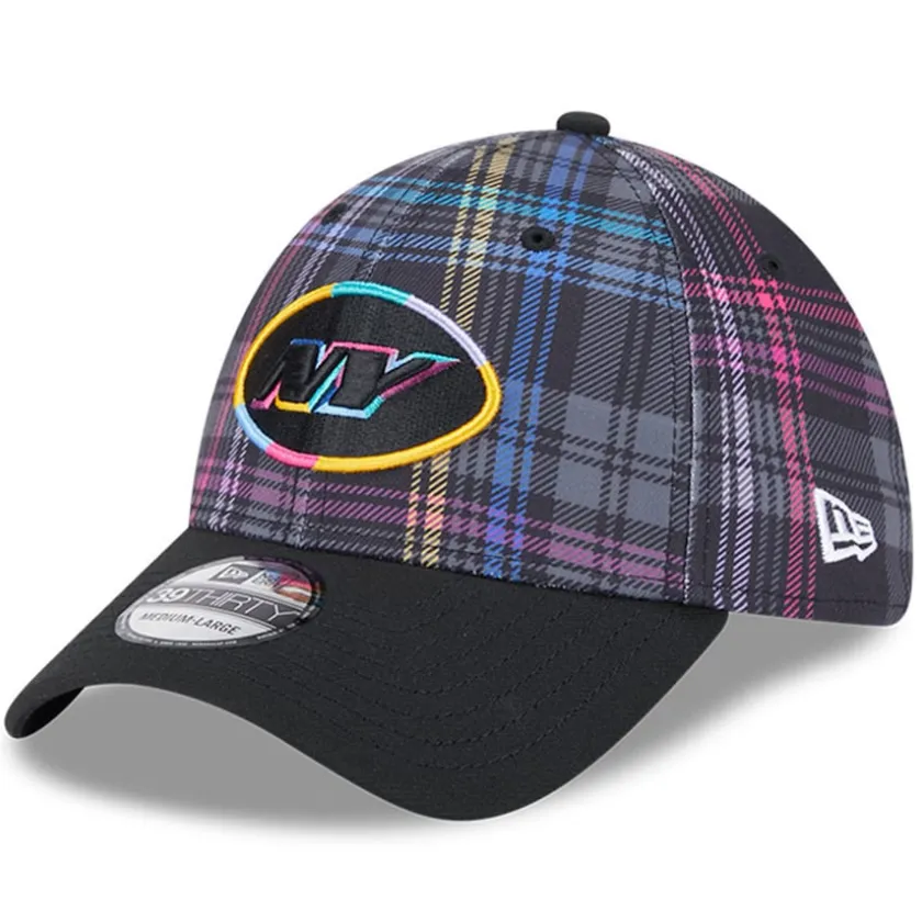 Hats|Men^New York Jets Men's New Era Black 2024 NFL Crucial Catch Plaid 39THIRTY Flex Hat