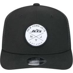 Hats|Men^New York Jets Men's New Era Black Mojo Dojo Trucker 9SEVENTY Stretch-Snap Hat