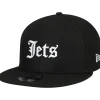 Adjustable|Snapback^New York Jets Men's New Era Black Gothic Script 9FIFTY Adjustable Snapback Hat
