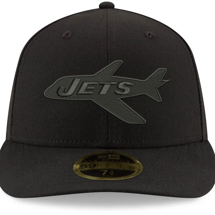 Fitted^New York Jets Men's New Era Black Alternate Logo Black On Black Low Profile 59FIFTY II Fitted Hat