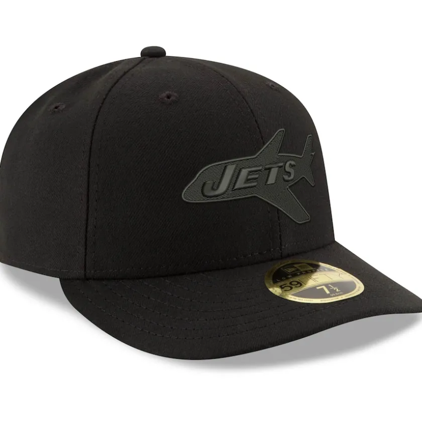 Fitted^New York Jets Men's New Era Black Alternate Logo Black On Black Low Profile 59FIFTY II Fitted Hat