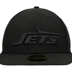Fitted^New York Jets Men's New Era Black Wordmark Black On Black Low Profile 59FIFTY II Fitted Hat
