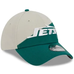 Flex^New York Jets Men's New Era Cream/Kelly Green 2023 Sideline Historic 39THIRTY Flex Hat