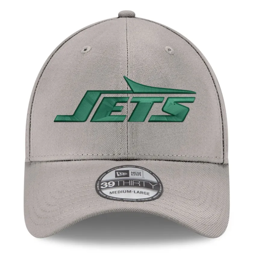 Flex^New York Jets Men's New Era Gray Wordmark Flight 39THIRTY Flex Hat