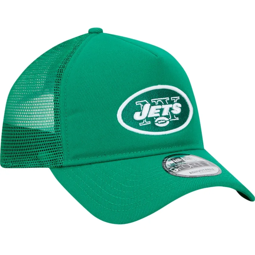 Adjustable^New York Jets Men's New Era Green 9FORTY A-Frame Trucker Adjustable Hat