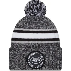 Knit^New York Jets Men's New Era Heather Black 2023 Inspire Change Cuffed Knit Hat With Pom