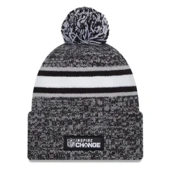 Knit^New York Jets Men's New Era Heather Black 2023 Inspire Change Cuffed Knit Hat With Pom