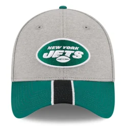 Flex^New York Jets Men's New Era Heather Gray/Green Striped 39THIRTY Flex Hat