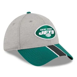 Flex^New York Jets Men's New Era Heather Gray/Green Striped 39THIRTY Flex Hat