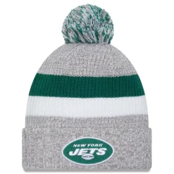 Knit^New York Jets Men's New Era Heather Gray Cuffed Knit Hat With Pom