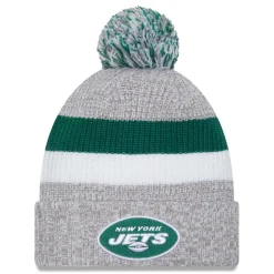 Knit^New York Jets Men's New Era Heather Gray Cuffed Knit Hat With Pom