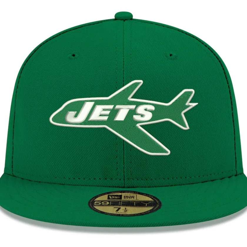 Fitted^New York Jets Men's New Era Kelly Green Omaha Throwback 59FIFTY Fitted Hat