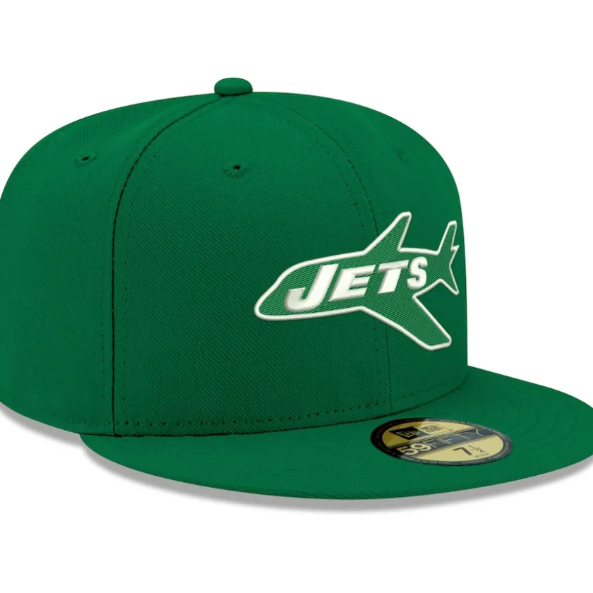 Fitted^New York Jets Men's New Era Kelly Green Omaha Throwback 59FIFTY Fitted Hat